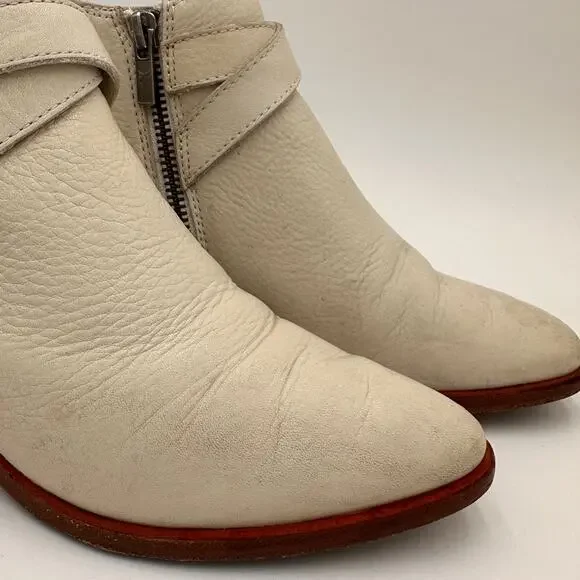 Frye Cream Ankle Boots with Silver Buckles - Picture 10 of 11
